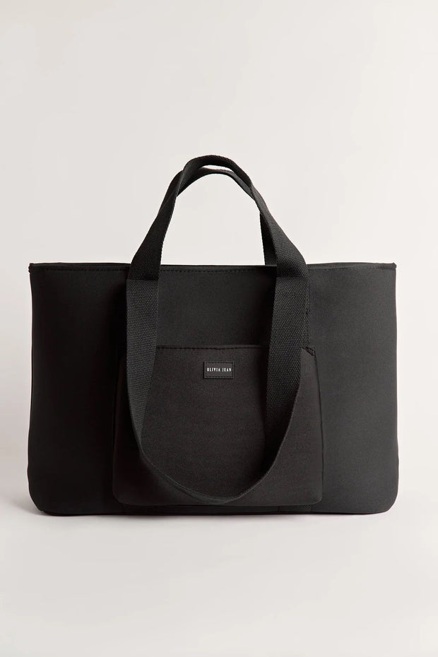 Rover (Black) Large Neoprene Tote - With Zip Closure