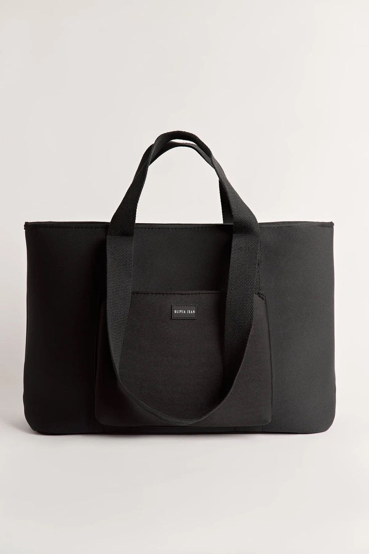 Rover (Black) Large Neoprene Tote - With Zip Closure