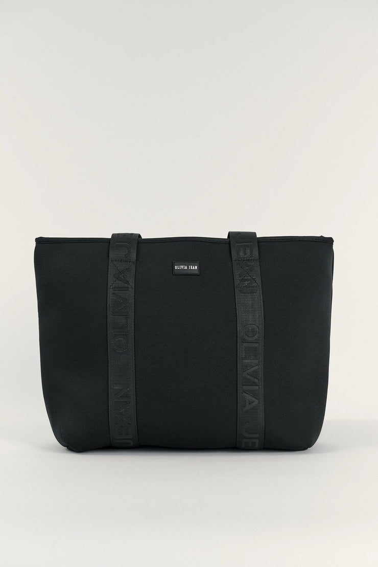 Ebony (Black) Neoprene Tote - With Zip Closure