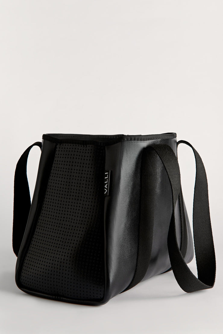 Frankie Metallic Black Neoprene Tote — Valli by Olivia Jean