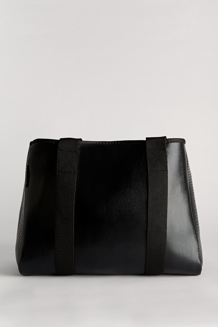 Frankie Metallic Black Neoprene Tote — Valli by Olivia Jean