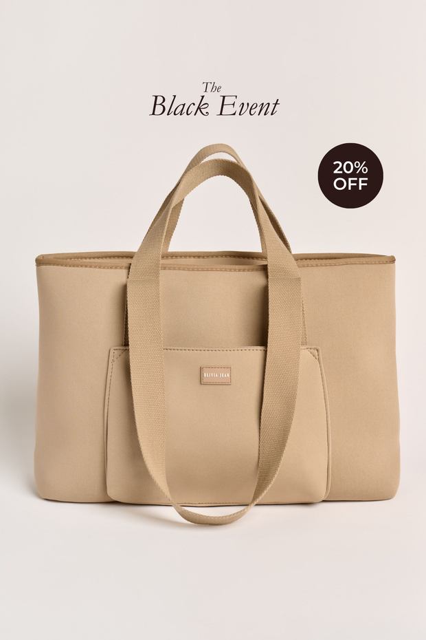 Rover (Sand) Large Neoprene Tote - With Zip Closure