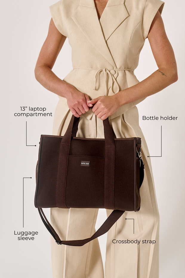 Rover (Chocolate) Medium Neoprene Tote - With Zip Closure