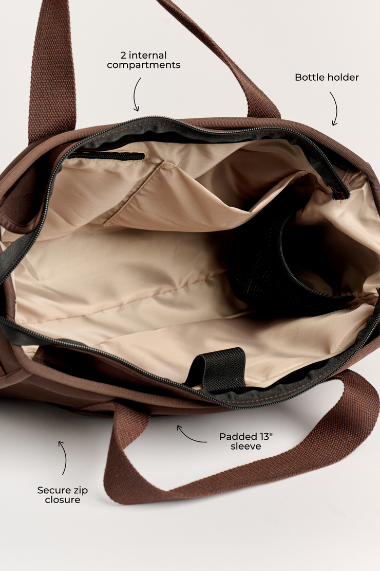 Rover (Chocolate) Medium Neoprene Tote - With Zip Closure