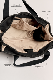 Rover (Black) Medium Neoprene Tote - With Zip Closure