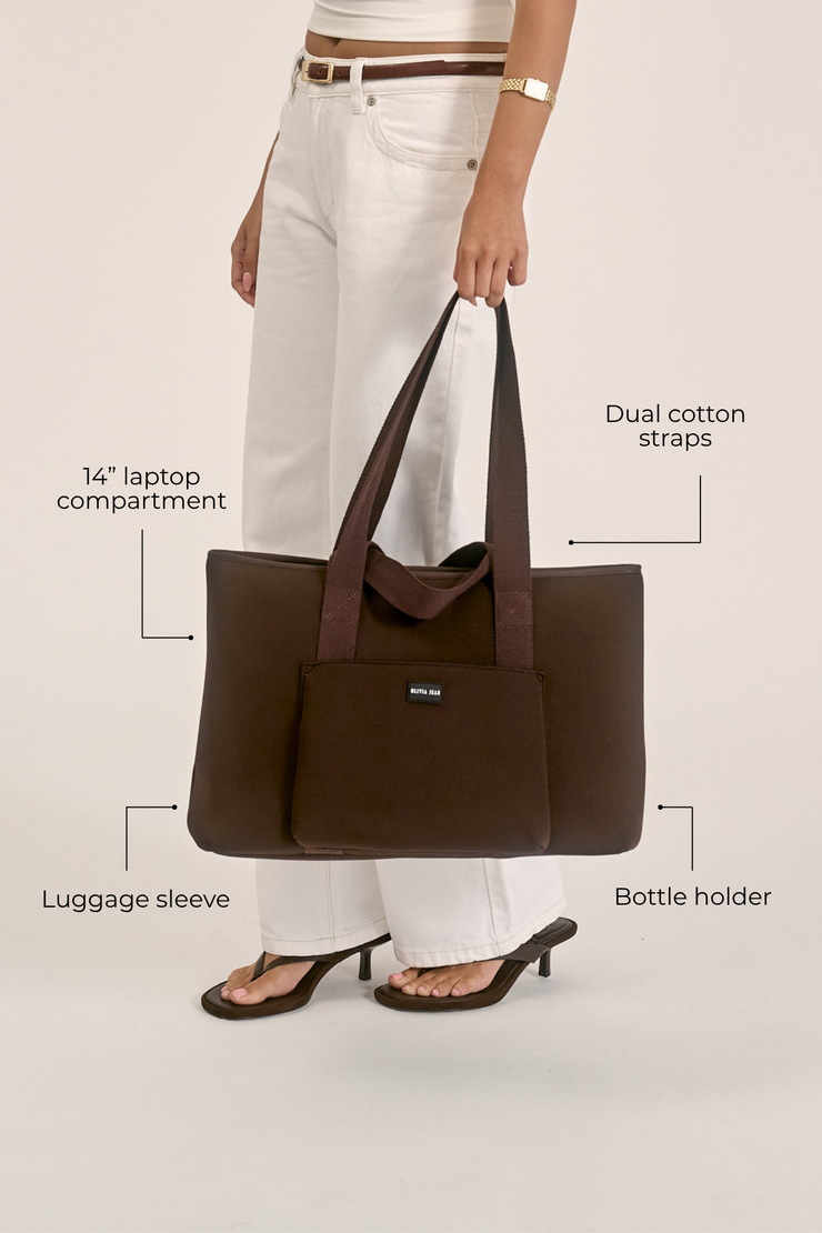 Rover (Chocolate) Large Neoprene Tote - With Zip Closure