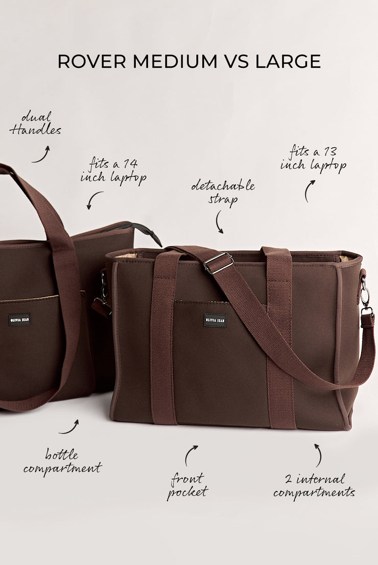 Rover (Chocolate) Medium Neoprene Tote - With Zip Closure (PRE ORDER)