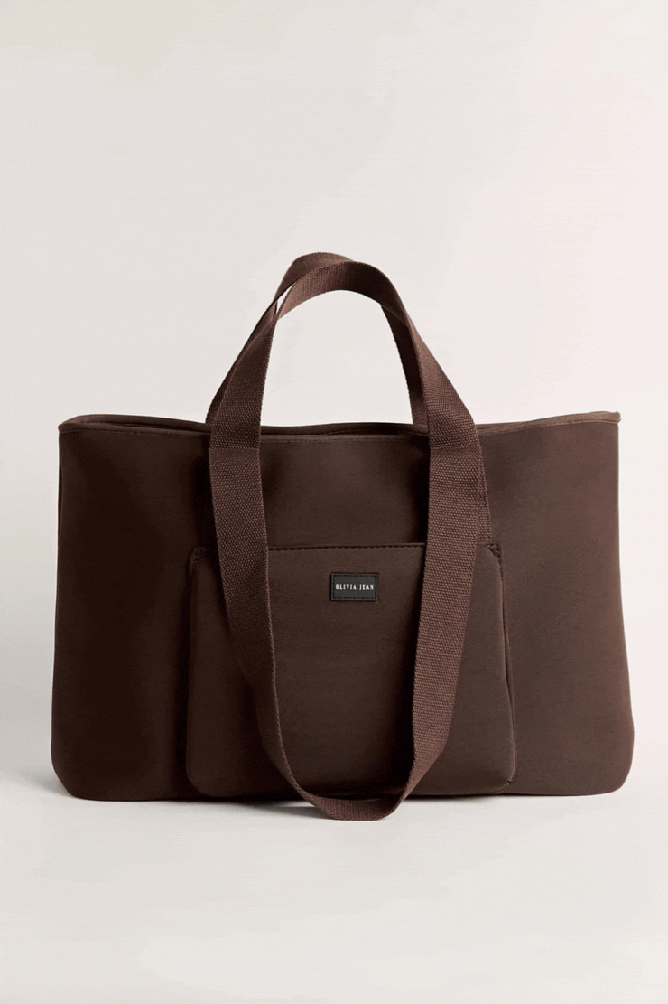 Rover (Chocolate) Large Neoprene Tote - With Zip Closure (PRE ORDER)