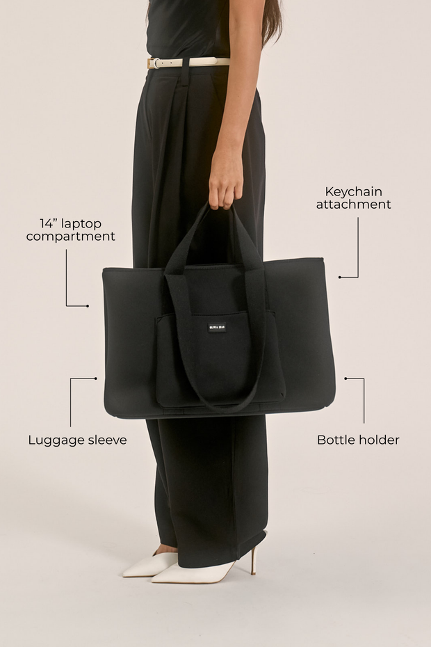 Rover (Black) Large Neoprene Tote - With Zip Closure