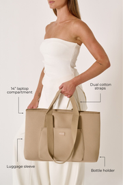 Rover (Sand) Large Neoprene Tote - With Zip Closure