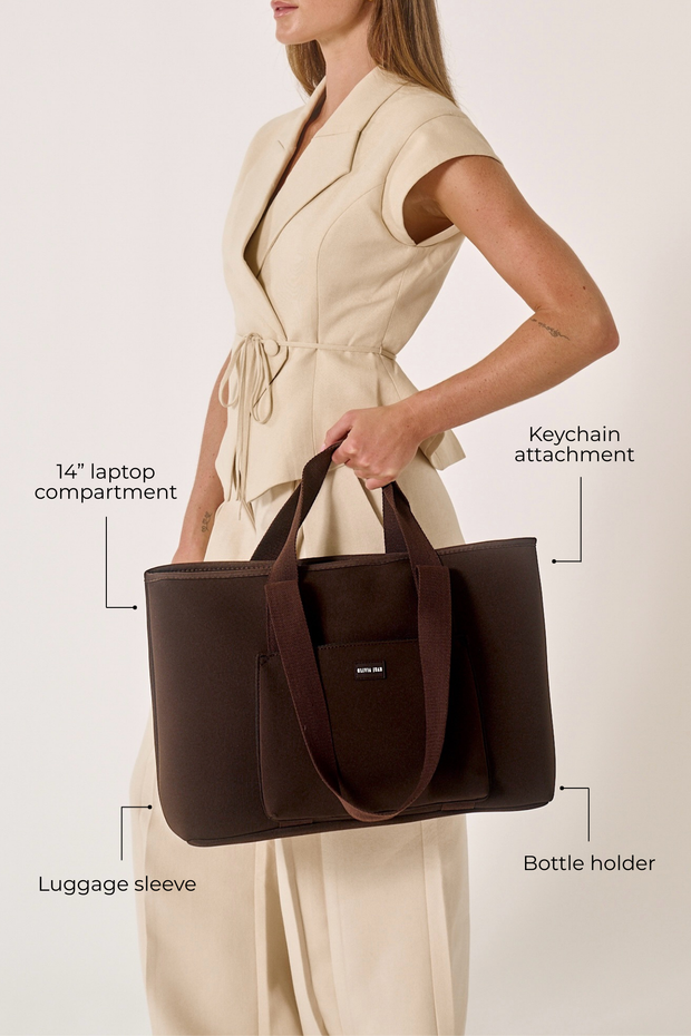 Rover (Chocolate) Large Neoprene Tote - With Zip Closure