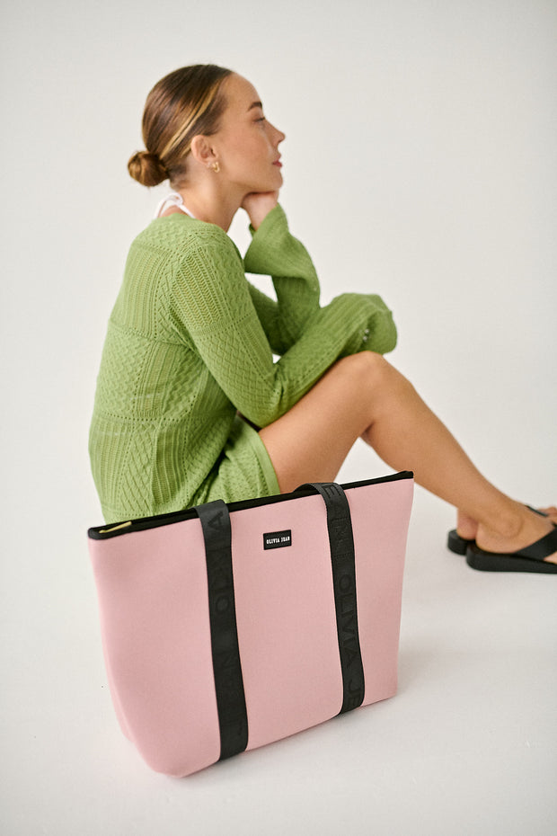 Shelly (Dusty Pink) Neoprene Tote Bag- With Zip Closure