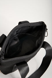 Tay (Ribbed Black) Neoprene Tote/Crossbody Bag - With Zip Closure